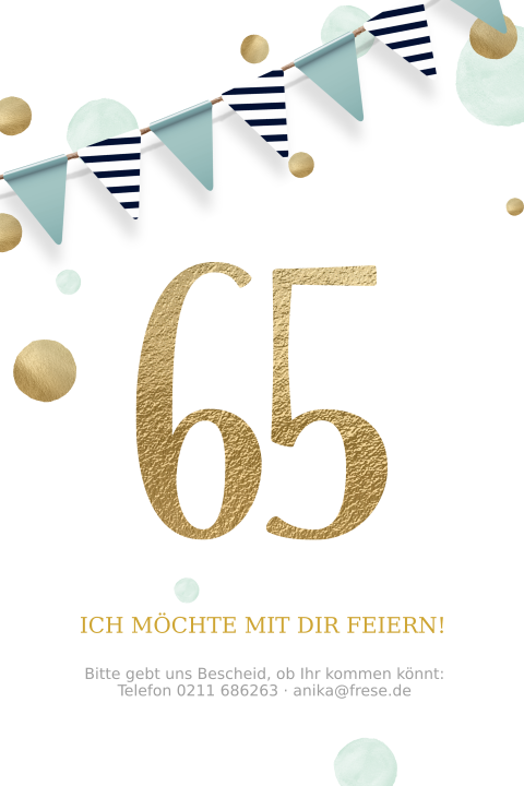 Festliche Einladung Zum 65 Geburtstag Mit Girlande Und Konfetti