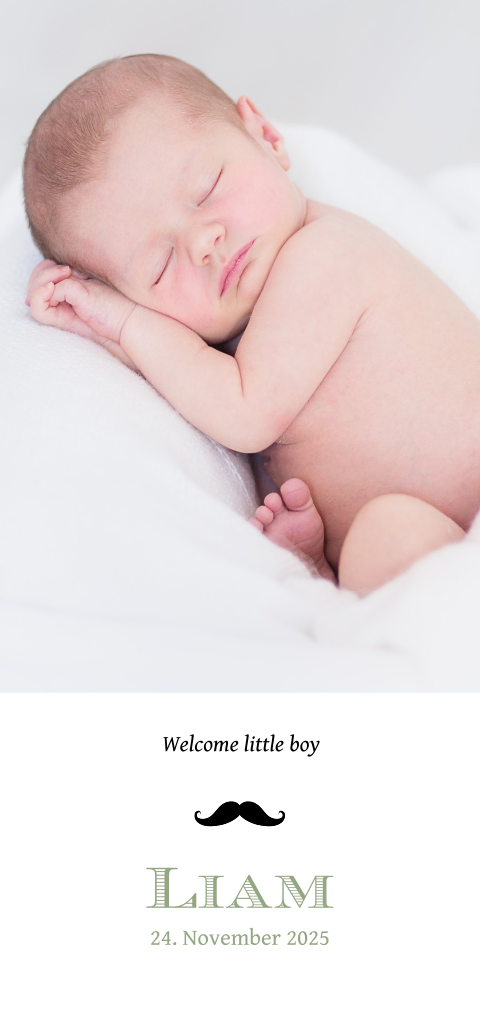Coole Baby Geburtskarte Mit Foto Und Schnauzbart