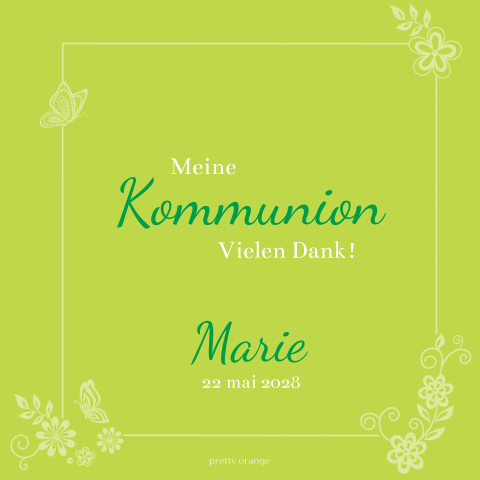 Hubsche Danksagung Kommunion Fur Madchen Mit Blumen