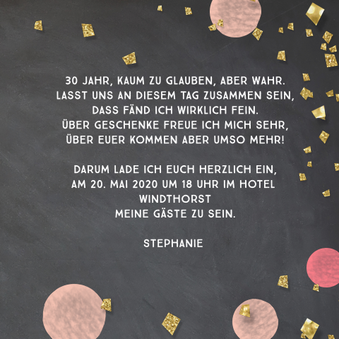 30. Geburtstag Einladung Top Gesamtnote von 9,6