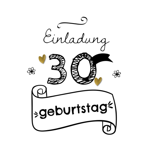 Schlichte Einladungskarte 30 Geburtstag Mit Schwarzer Schrift