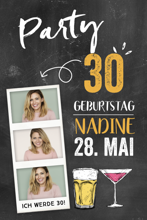 Einladung Zum 30 Geburtstag Mit Schiefertafellook Und Fotos