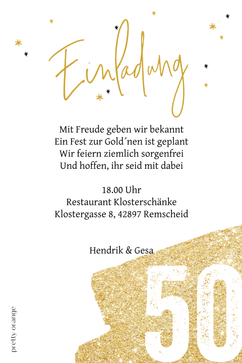Angesagte Einladung Zur Goldhochzeit In Schwarz Weiss Und Gold