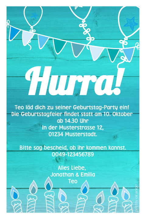 Blaue Einladungskarte Zum 1 Geburtstag