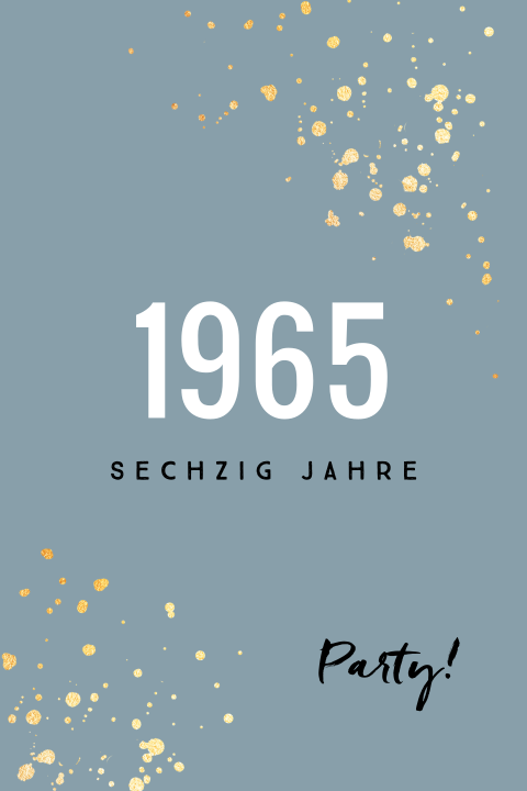 Graublaue Einladung Zum 60 Geburtstag Mit Farbspritzern