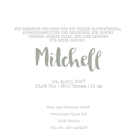 Geburtskarten Jungen Personalisierter Probedruck