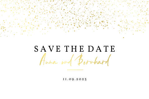 Schicke Save The Date Karte Mit Konfetti Und Text Aus Goldfolie