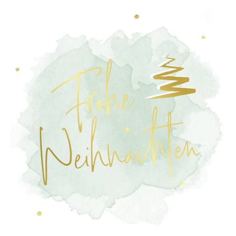 Quadratische Weihnachtskarte Mit Aquarell Und Gold