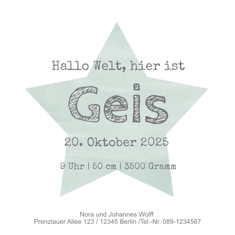 Geburtskarten Jungen Personalisierter Probedruck
