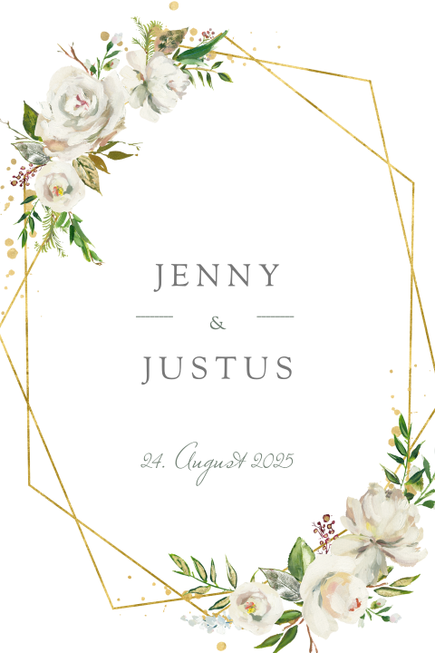 Schone Hochzeitskarte Mit Goldgelben Verzierungen Und Blumen