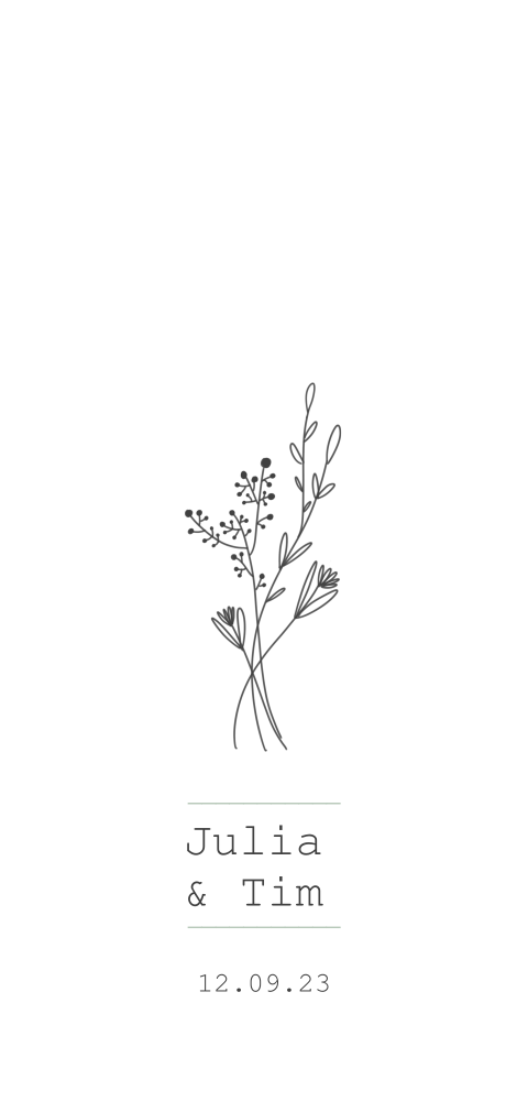 Schlichte Hochzeitskarte In Schwarz Weiss Mit Blumen