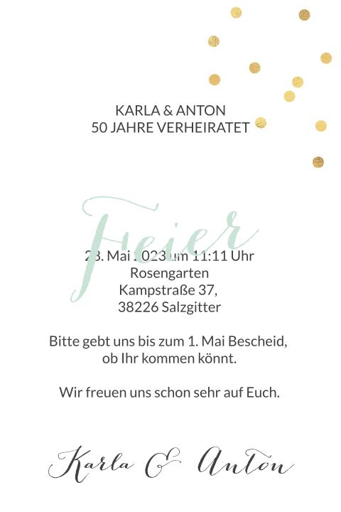 Einladung Um 50 Hochzeitstag Mit Goldenen 50 Ballons