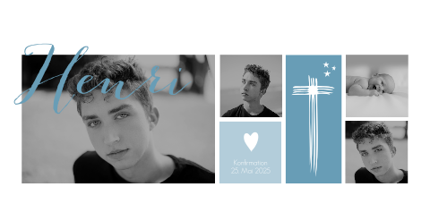 Coole Einladung Zur Konfirmation In Blau Mit Foto