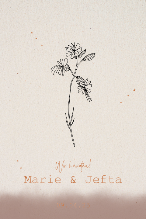 Hochzeitskarte Mit Zarter Blume Und Foliendruck