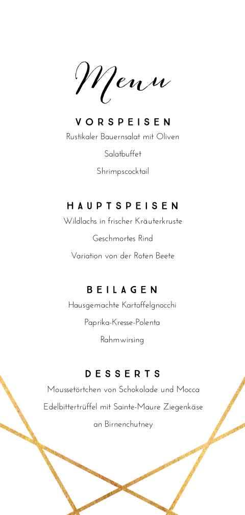 Menukarte Pretty Geometrie Mit Getranken Und Speisen