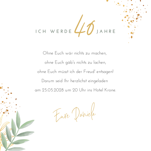 Einladungskarten geburtstag 40 Hochwertige Karten