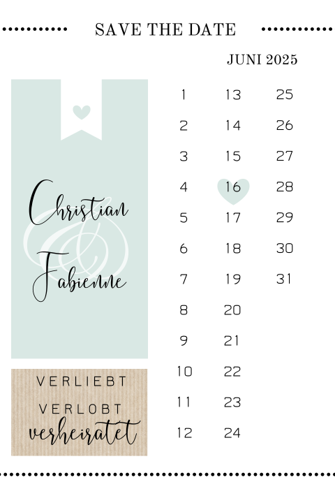 Kreative Save The Date Karte Im Kalenderblatt Stil
