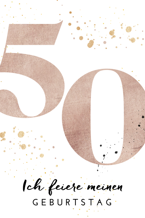 Einladung Zum 50 Geburtstag Mit Grosser Zahl Und Farbspritzern