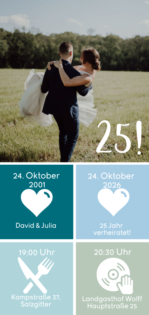 Einladung Zur Silberhochzeit Mit Witizigen Icons Fur Die Informationen