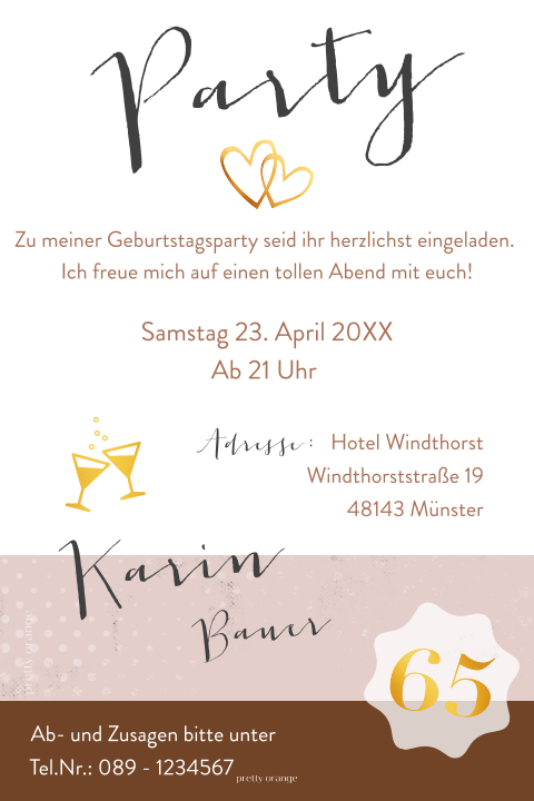 Stilvolle Einladung für 65. Geburtstag mit Foto