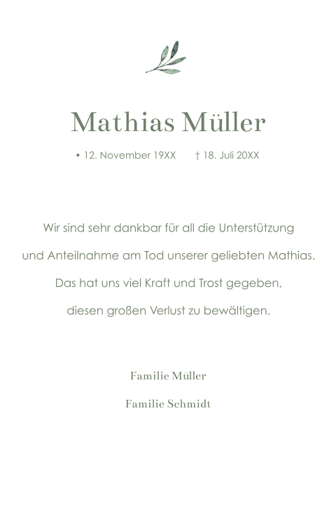 Trauerdanksagungskarten