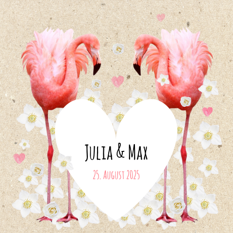 Süße Hochzeitskarte mit Flamingos