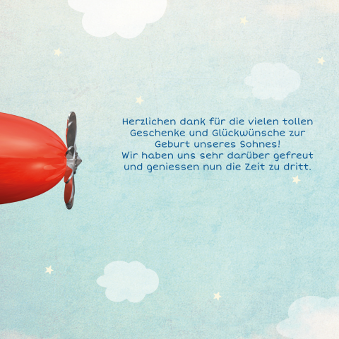 Vintage Geburtsanzeige Mit Flugzeug