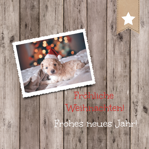 Moderne Weihnachtskarte Mit Holzhintergrund Und Foto