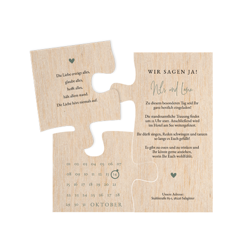 Originelle Hochzeitseinladung als Puzzle