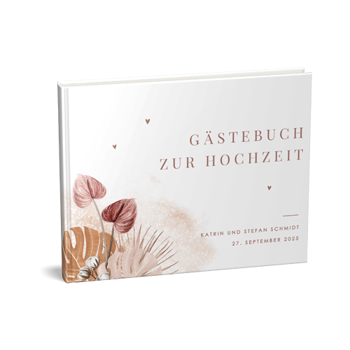 Ästhetische Gästebuch mit bronzefarbenen Blättern