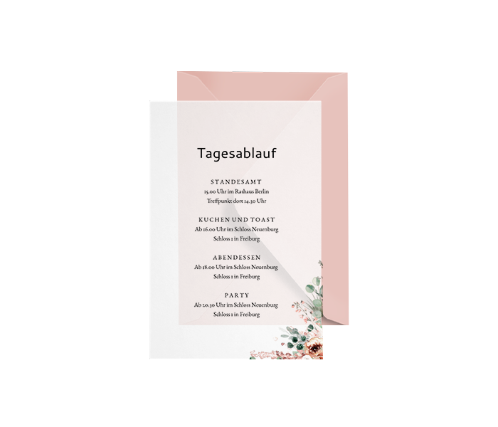 Florales Einlegeblatt mit Blumen im Aquarell-Look - Transparentpapier