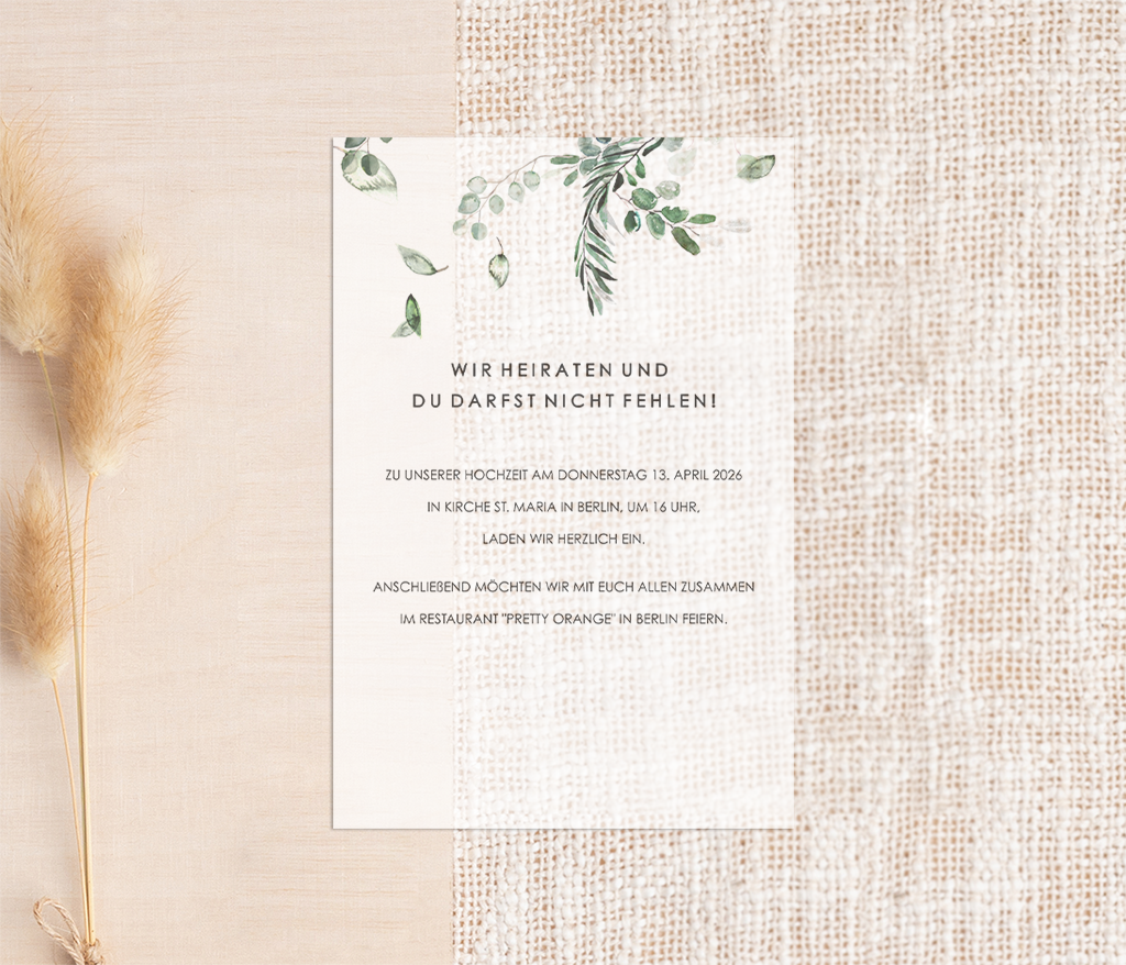 Einlegeblatt mit Eukalyptuszweigen - Transparentpapier