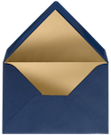 Blaue Briefumschlag mit goldenem Inlay
