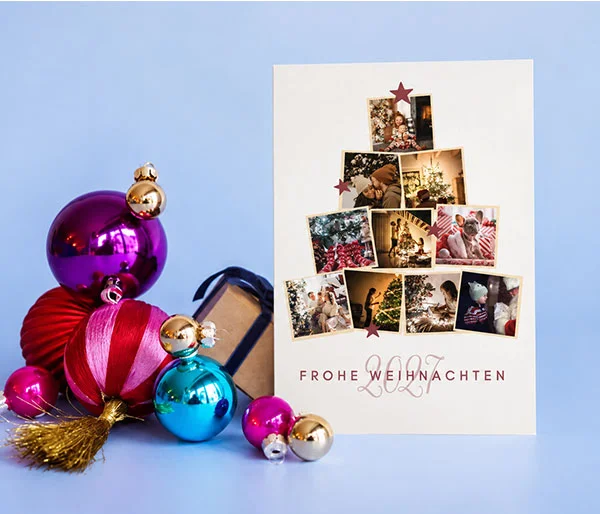 Weihnachtskarte mit Fotocollage auf Tulpenpapier Nachhaltiges Papier 2027