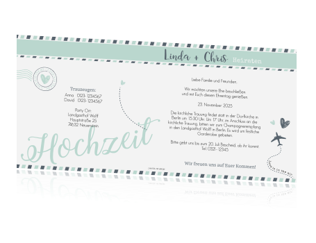 Hippe Hochzeitskarte Als Flugticket