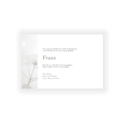 Dankeskarte Trauer mit Pusteblume