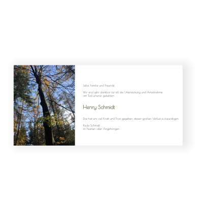 Dankeskarte Trauer mit Bäumen