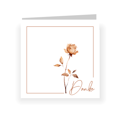 Dankeskarte Trauer mit Blumen in Terracotta