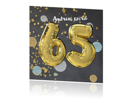 Einladung 65 Geburtstag Mit Konfetti Und Goldenen Ballons