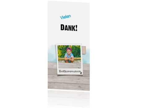 Coole Danksagung Zur Erstkommunion Mit Blauer Farbe Und Holz
