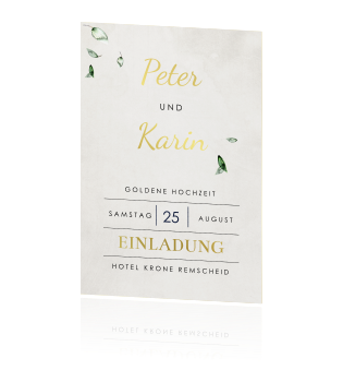 Einladung zur goldenen Hochzeit mit schickem Gold