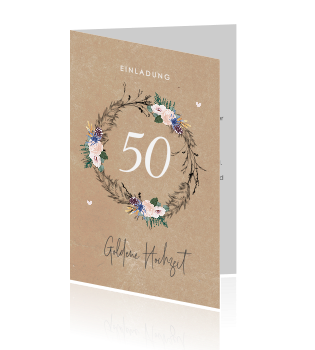 Florale Einladung zur goldenen Hochzeit im Kraftlook
