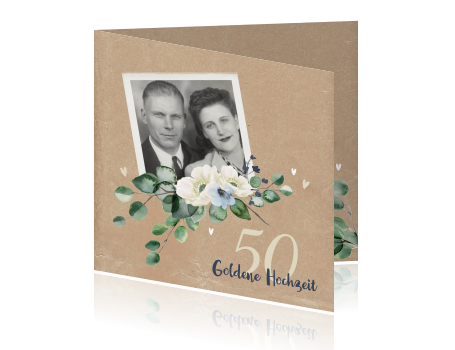 Nostalgische Einladung zur Goldenen Hochzeit mit Foto, Kraftlook