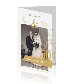 Schicke verschnörkelte Einladung zur goldenen Hochzeit