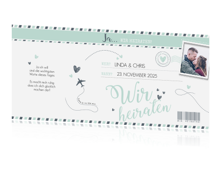 Hippe Hochzeitskarte Als Flugticket