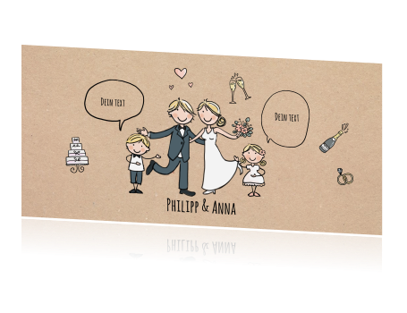 Illustrative Hochzeitskarte mit fröhlichem Paar