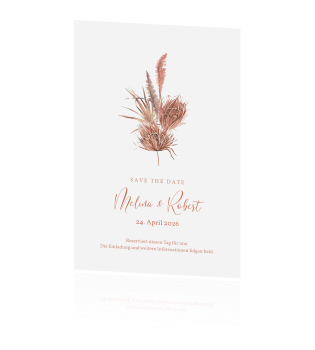 Save the date Karte mit schicken Trockenblumen